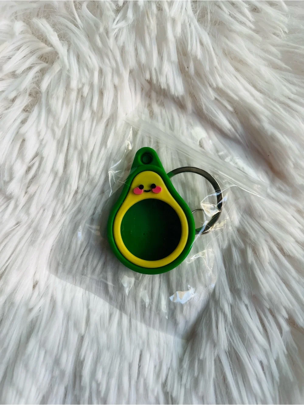 Apple Green and Yellow Avocado Silicone Airtag Case Keychain